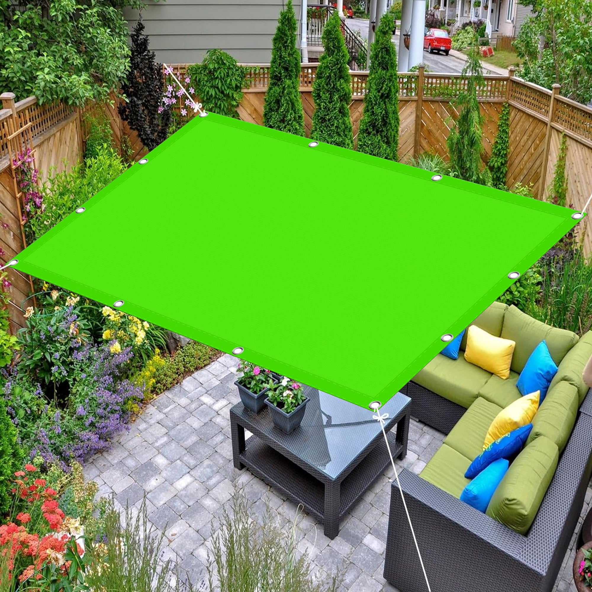 Voile d'ombrage anti chaleur pour plantes et pergola vert tendre 1.7x2.5