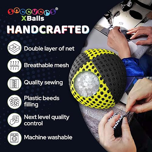 Miniatura 46 de speevers Juego de 3 pelotas de malabarismo para principiantes y profesionales, 14 colores disponibles, 2 capas de red y estuche de transporte, bolas