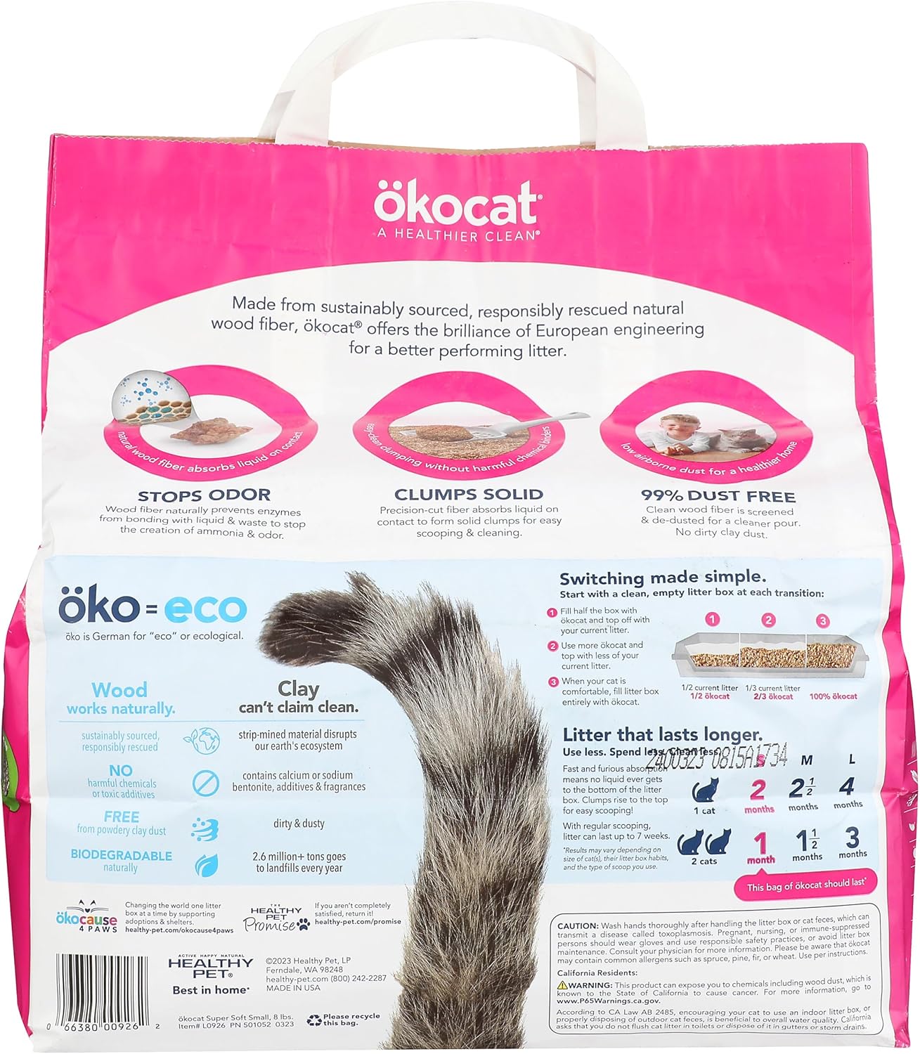 Okocat, Litter Cat Soft Super Clumping Wood, 128 Ounce