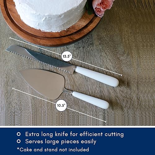 Miniatura 4 de Juego de cuchillos y servidor para pastel de boda, moderno juego de cuchillos para pastel de boda con mango de cerámica, juego versátil de servidor