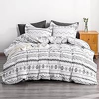 Vista 19 de NTBAY - Juego de funda de edredón de 3 piezas con patrón de tinta, funda de edredón de microfibra cepillada suave en negro y blanco tamaño Queen