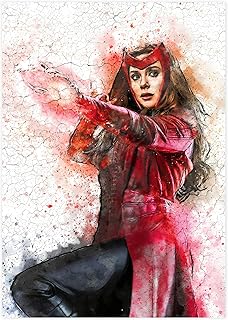 Scarlet Witch Art Print, Wanda Maximoff Marvel Movie Prints, Wandavision Poster, Avengers Superhero Wall Art, Female Superhero Art, MCU Art - Cotton Paper