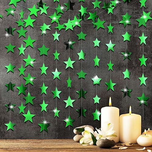 Miniatura 86 de Patelai Guirnalda de estrellas con purpurina decorativa de 130 pies para colgar en banderines de estrellas, telón de fondo para regreso a casa, Rojo