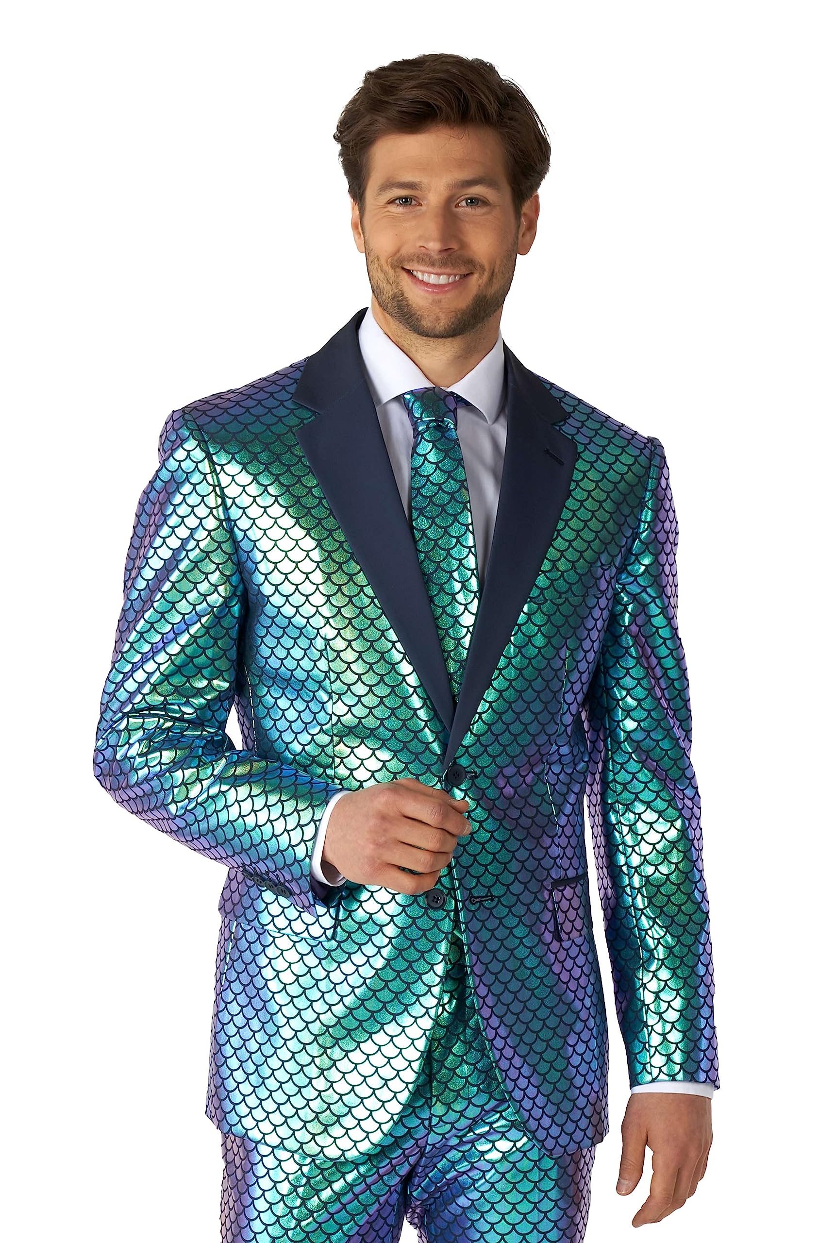 OppoSuits Herren Shiny Silver Business-Anzug Hosen-Set (1er Pack)