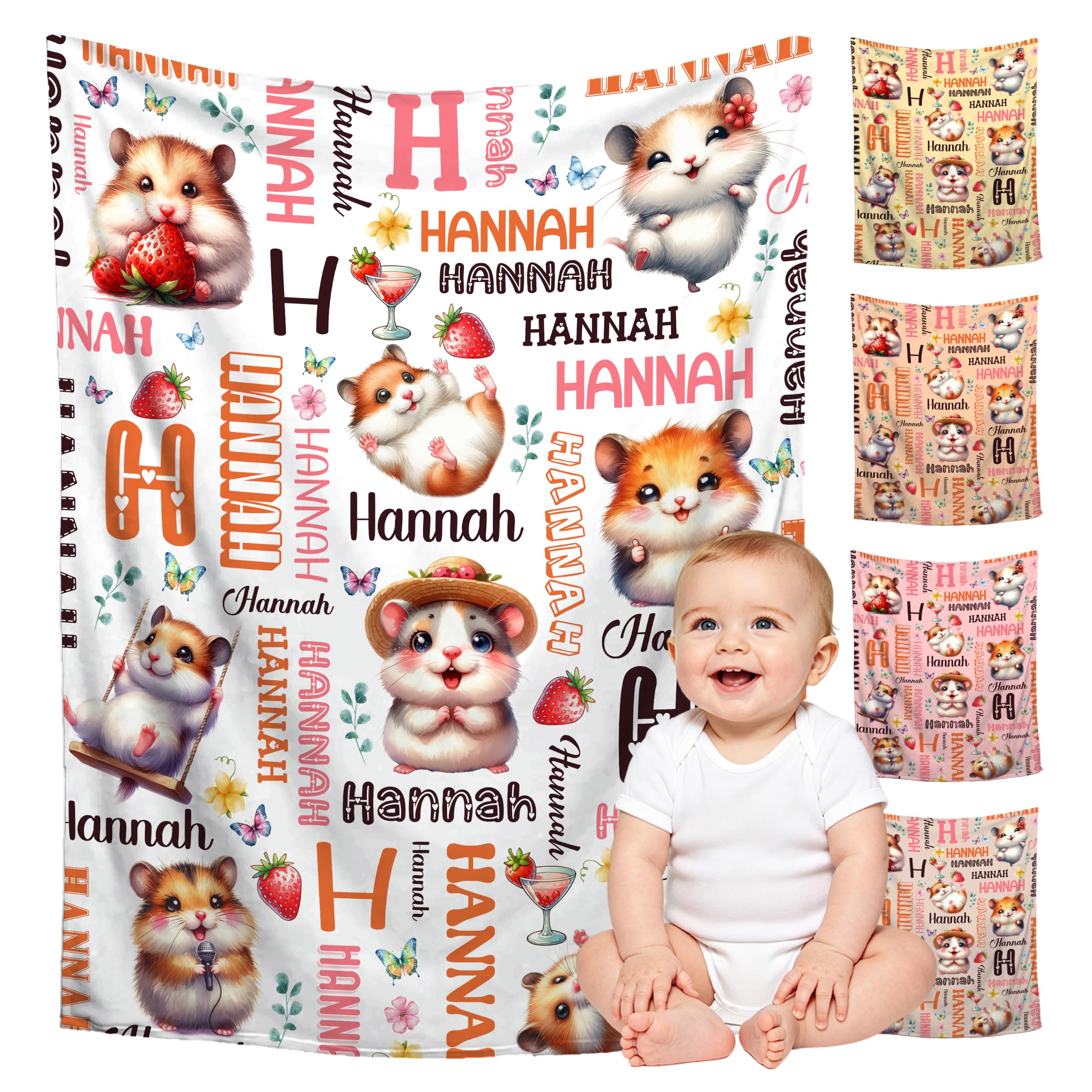 Custom Hamster Blanket for Boys Girls,Ultra Soft Personalized Gifts Baby Blanket,Customized Throw for Toddlers Newborn Stroller Crib,30"x40"