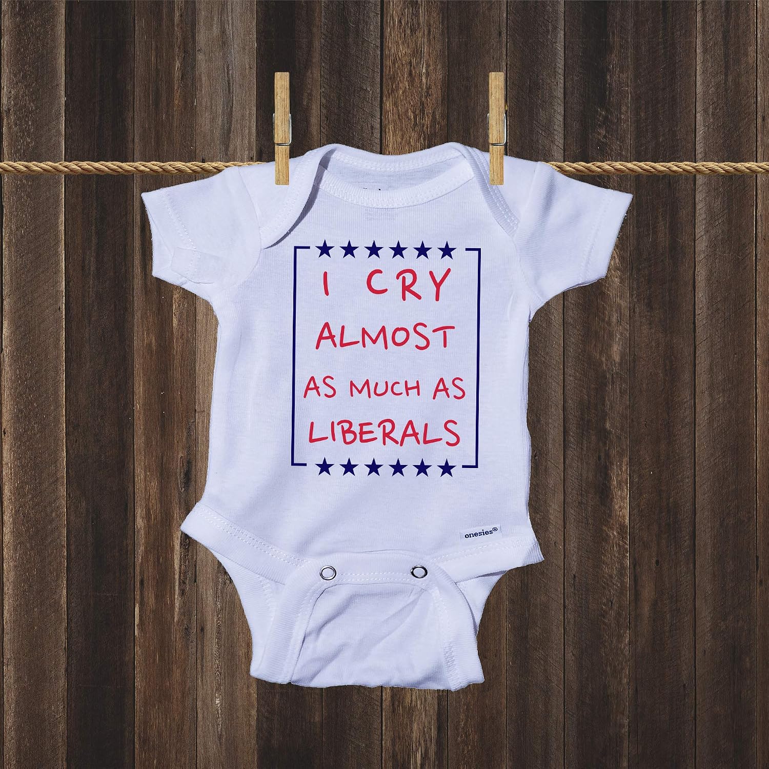 Ink Trendz I Cry Almost As Much As Liberals Onesie Funny Conservative Baby Bodysuit Patriotic Newborn Outfit for Boys & Girls image 2