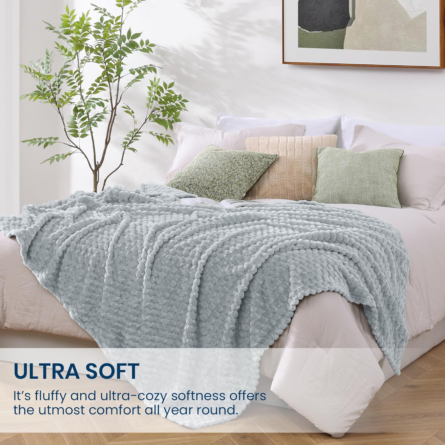 Monbix 7 Piece Comforter Sets and Fleece Throw Blanket Bundle