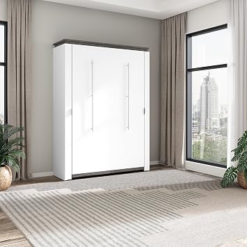Bestar Full Murphy Bed, White, Orion, 61W