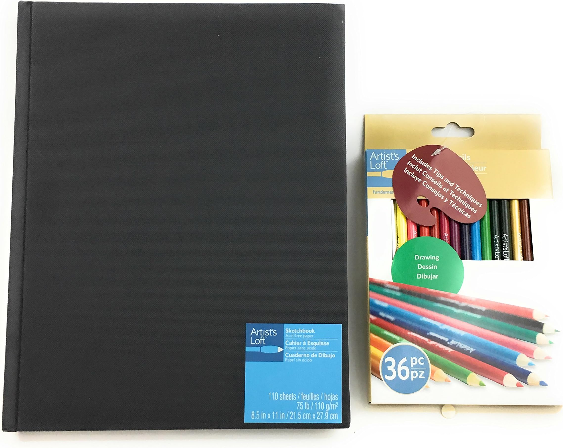 Drawing Sketchbook Black Hardback 8.5 x 11 With Colored Pencils by Artist’s Loft