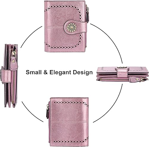 Miniatura 3 de Lavemi Cartera de piel para mujer, pequeña, compacta, con bloqueo RFID, para tarjetas de crédito, con bolsillo con cremallera