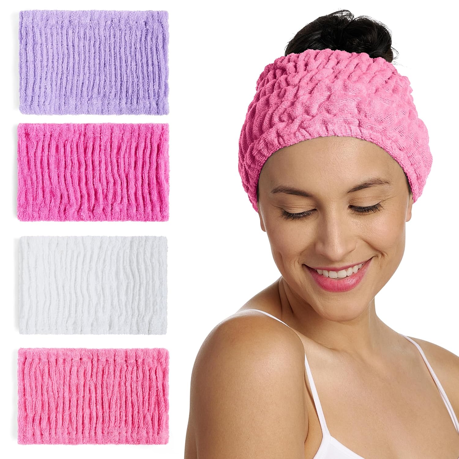 Turbie Twist 4-Pack Cotton Headbands – Extra-Wide, Comfy, All Hair Types, Berry Lovely