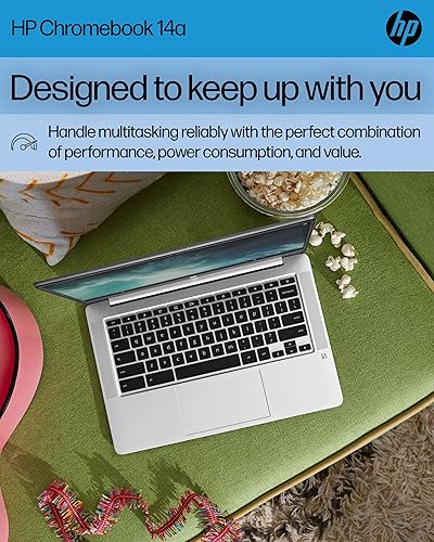 Miniatura 2 de HP Laptop Chromebook 14, Intel Celeron N4120, 4 GB de RAM, 64 GB eMMC, pantalla HD de 14 pulgadas, Chrome OS, diseño delgado, gráficos 4K, batería