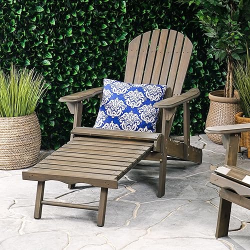 Silla Adirondack plegable de madera de acacia, muebles de patio al aire libre rústicos con diseño de listones plegable para jardín de terraza