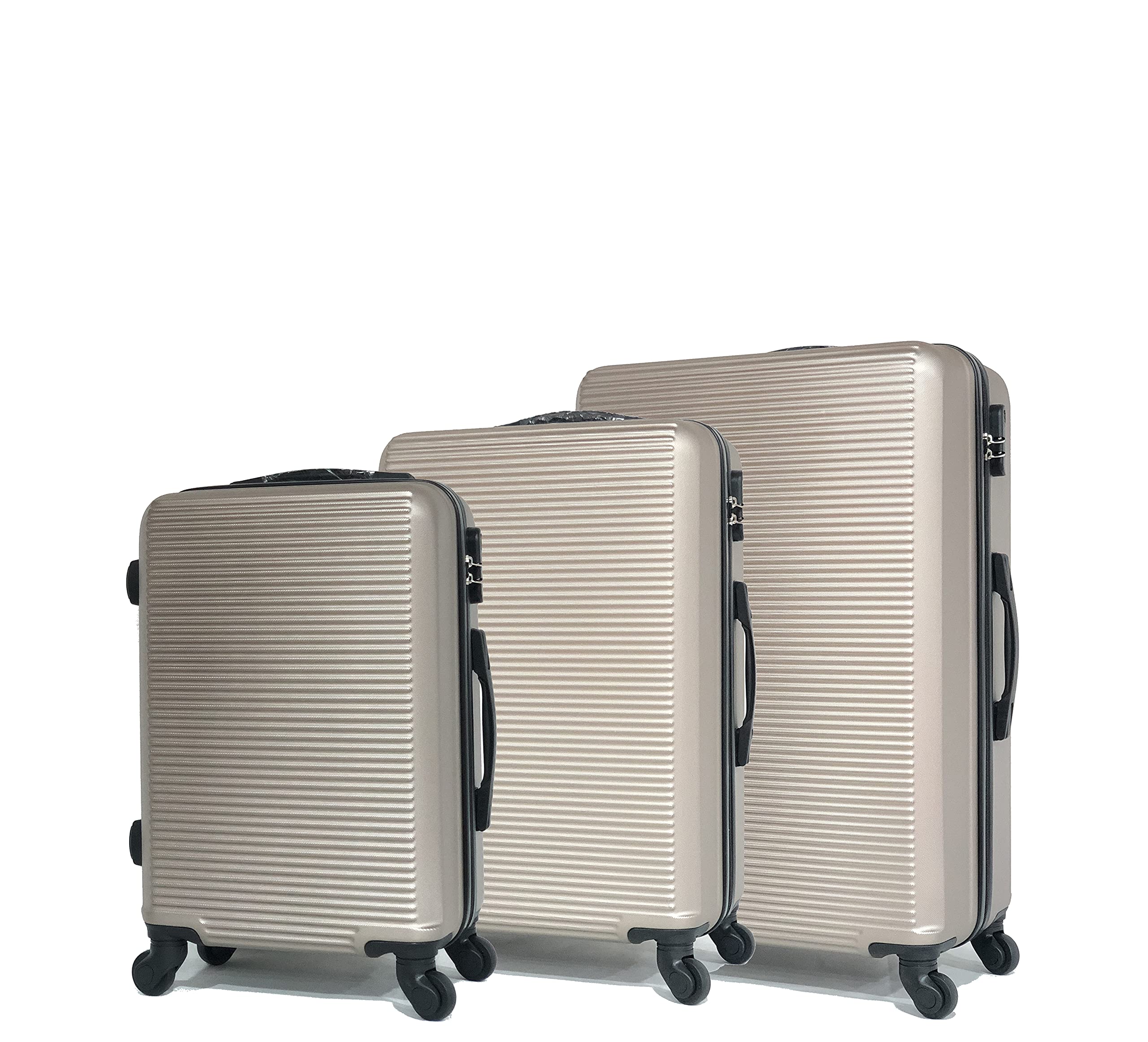 CELIMS La solución completa de Maletas de Viaje: Diversidad de Colores, Material ABS Robusto y Maniobrabilidad de 360 grados., champán, Lot de 4 Valises avec 2 Vanity, Maletas ABS