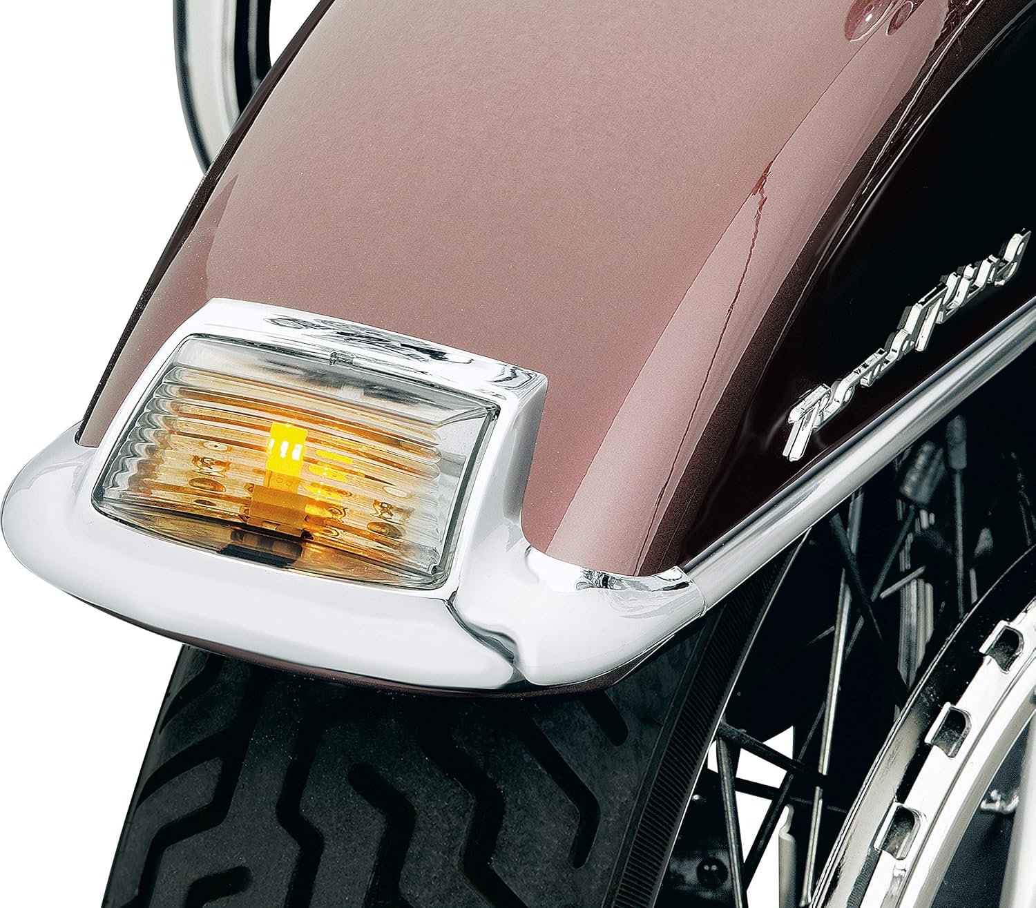 Kuryakyn 4824 Motorcycle Lighting Accessory: Front Fender Tip Lens Kit for 1986-2017 Harley-Davidson Motorcycles, Amber LED Light with Smoke Lens