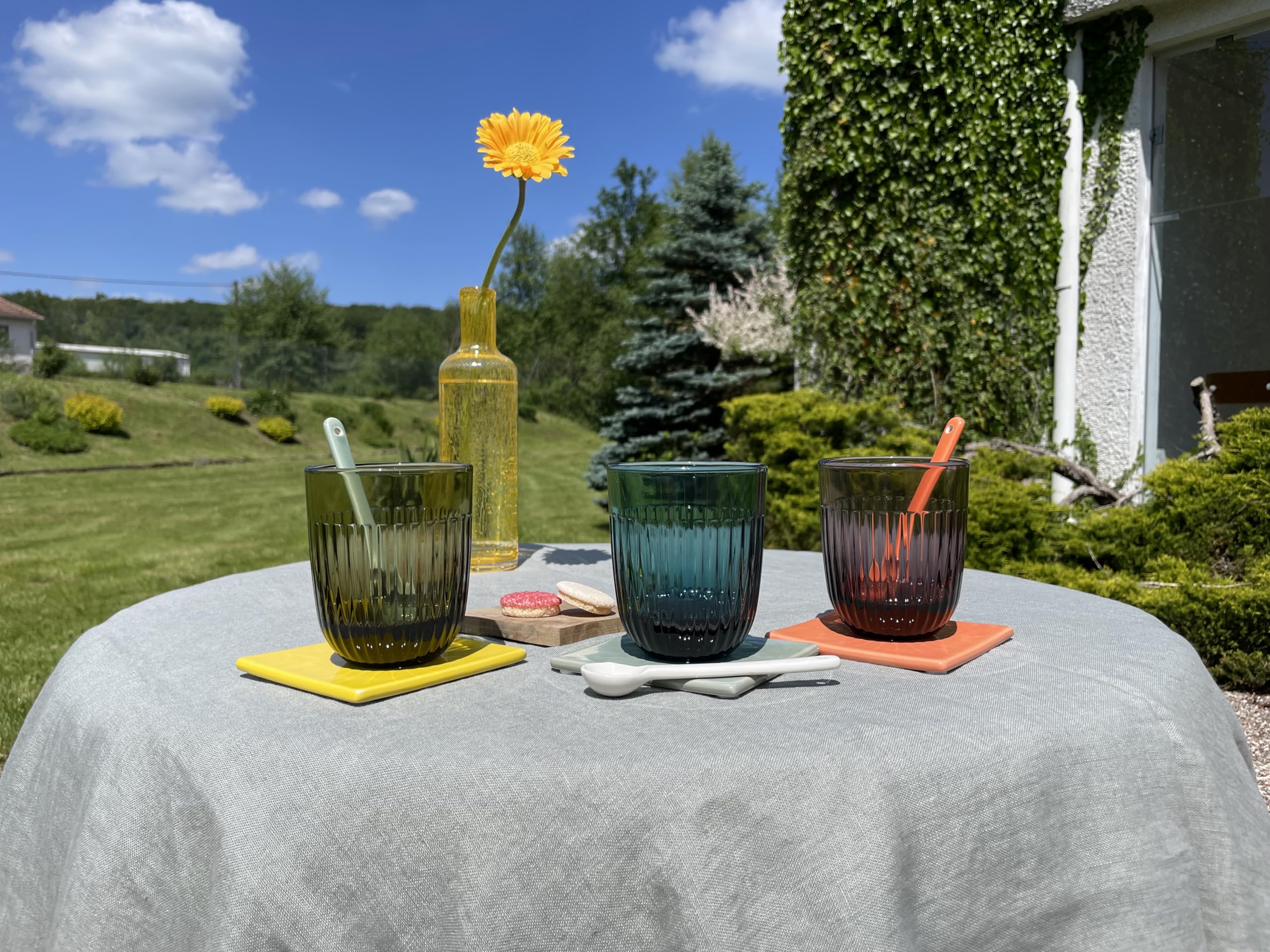La Rochere Quessant Glas Tumbler Set von 6 (Olivgrün) – Moderne Trinkgläser für jeden Anlass – Glaswaren-Sets – spülmaschinenfestes Tumbler-Glas-Set (284 ml)