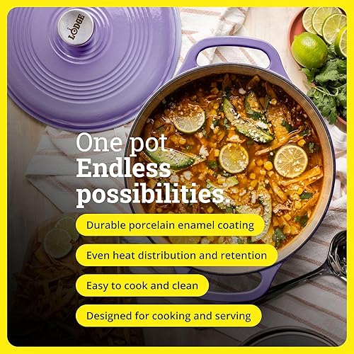 Miniatura 2 de Lodge - Horno holandés esmaltado, 6 cuartos de galón, color lila