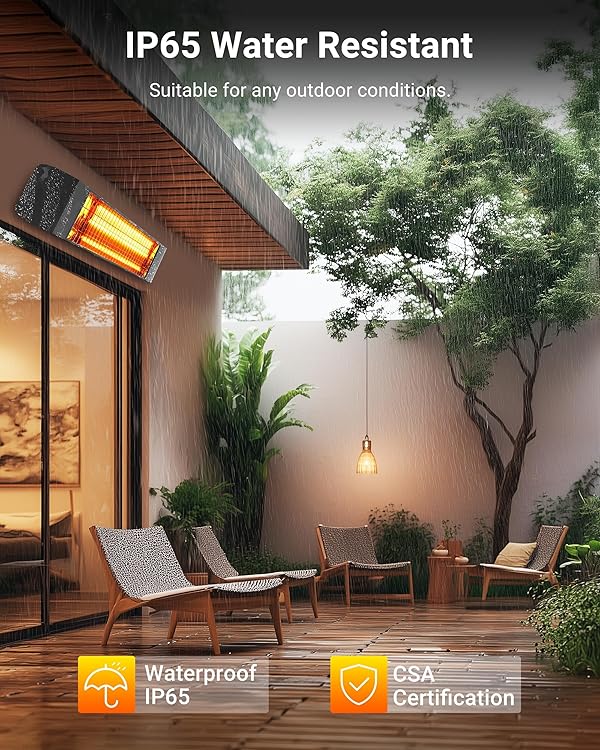 Pasapair Electric Patio Heater - Smart Infrared Indoor Heater 24H Timer with APP Control - Wall Mounted Outdoor Heater for Patio Garage - IP65 CSA Certified by pasapair - Image 8