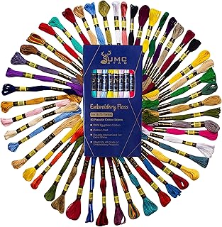 Pack of 50 Popular Colours Premium Embroidery Thread | 100% Egyptian Cotton Premium Skeins | Cross Stitch Embroidery Floss | Oeko TEX Certified Stranded Cotton | Ideal for Arts & Crafts