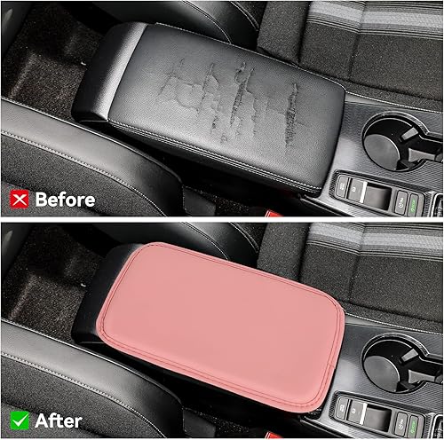 Miniatura 4 de Amiss Almohadilla de cuero sintético para consola central, protector universal para reposabrazos de automóvil, impermeable, antideslizante, suave,