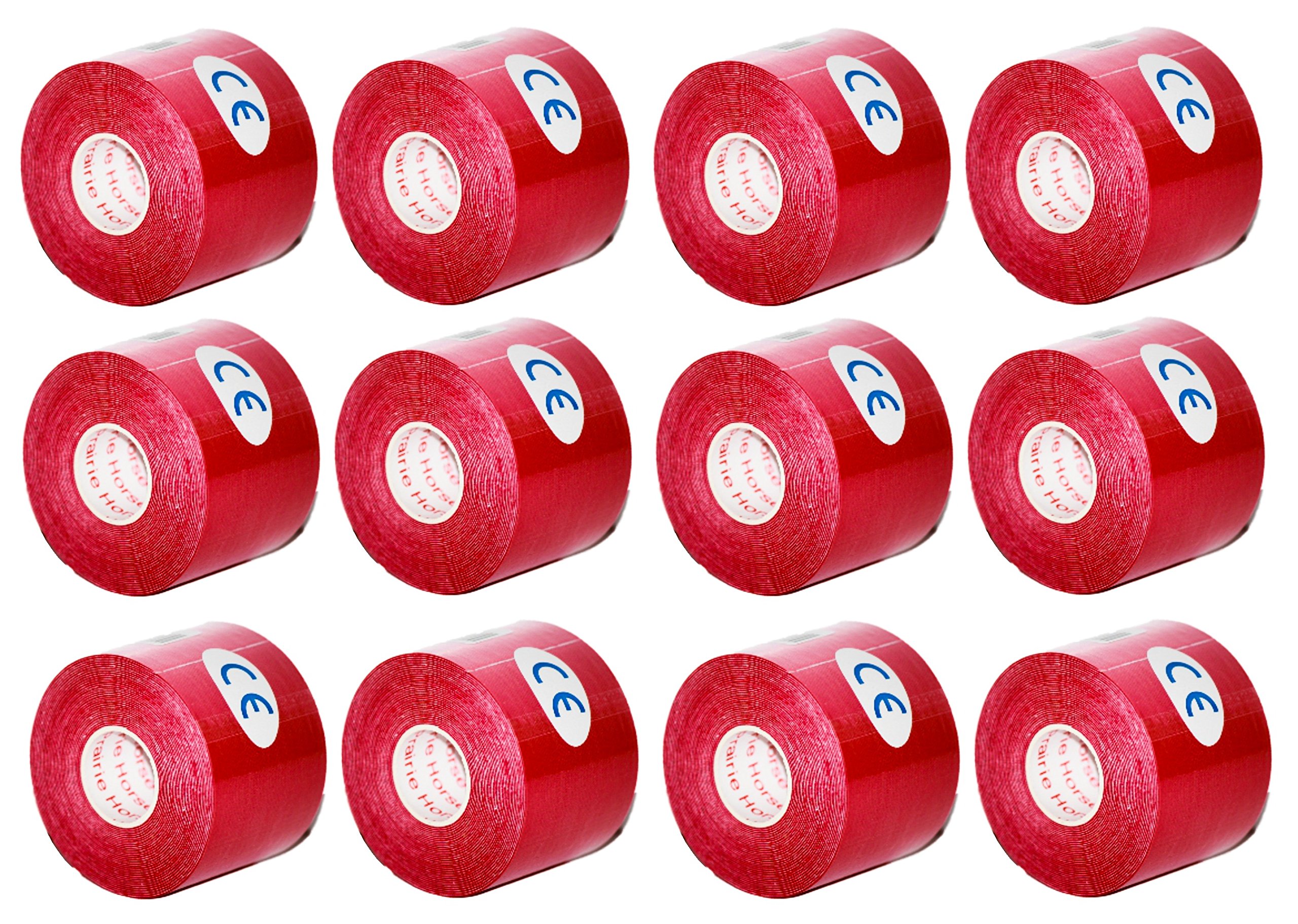 Kinesiology Tape Pro, atlético impermeable soporte muscular cinta adhesiva Kinesio Sport para atletas 5 cm x 5 m, 12 rollos, rojo