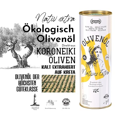 APSOGO Organic Extra Virgin Olive Oil 1L - Cold Extracted Olive Oil from Crete Greece - Rich in Polyphenols - Extra Virgin Olive Oil