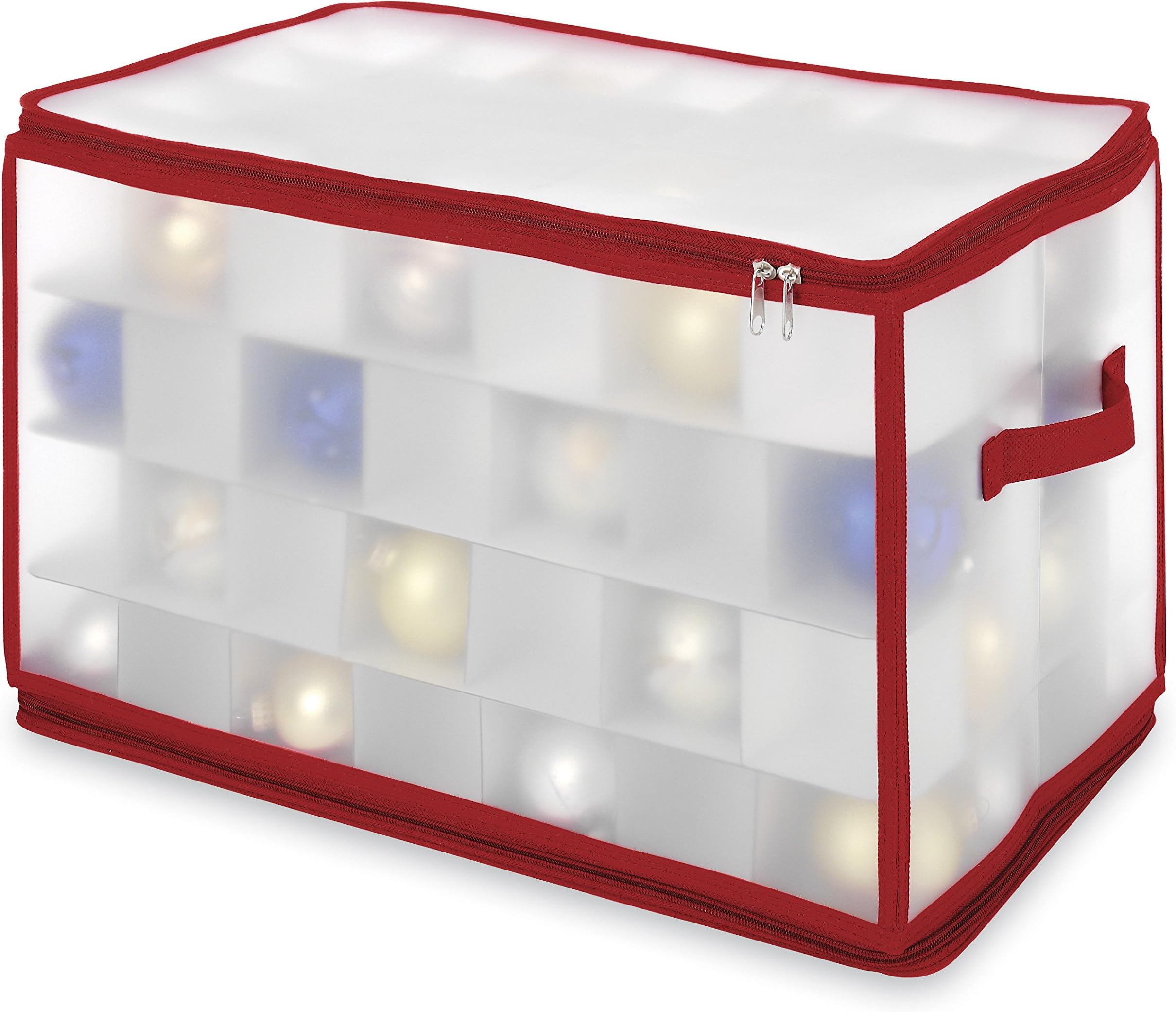 Whitmor Christmas Large Ornament Storage Zip Chest with 112 Compartments