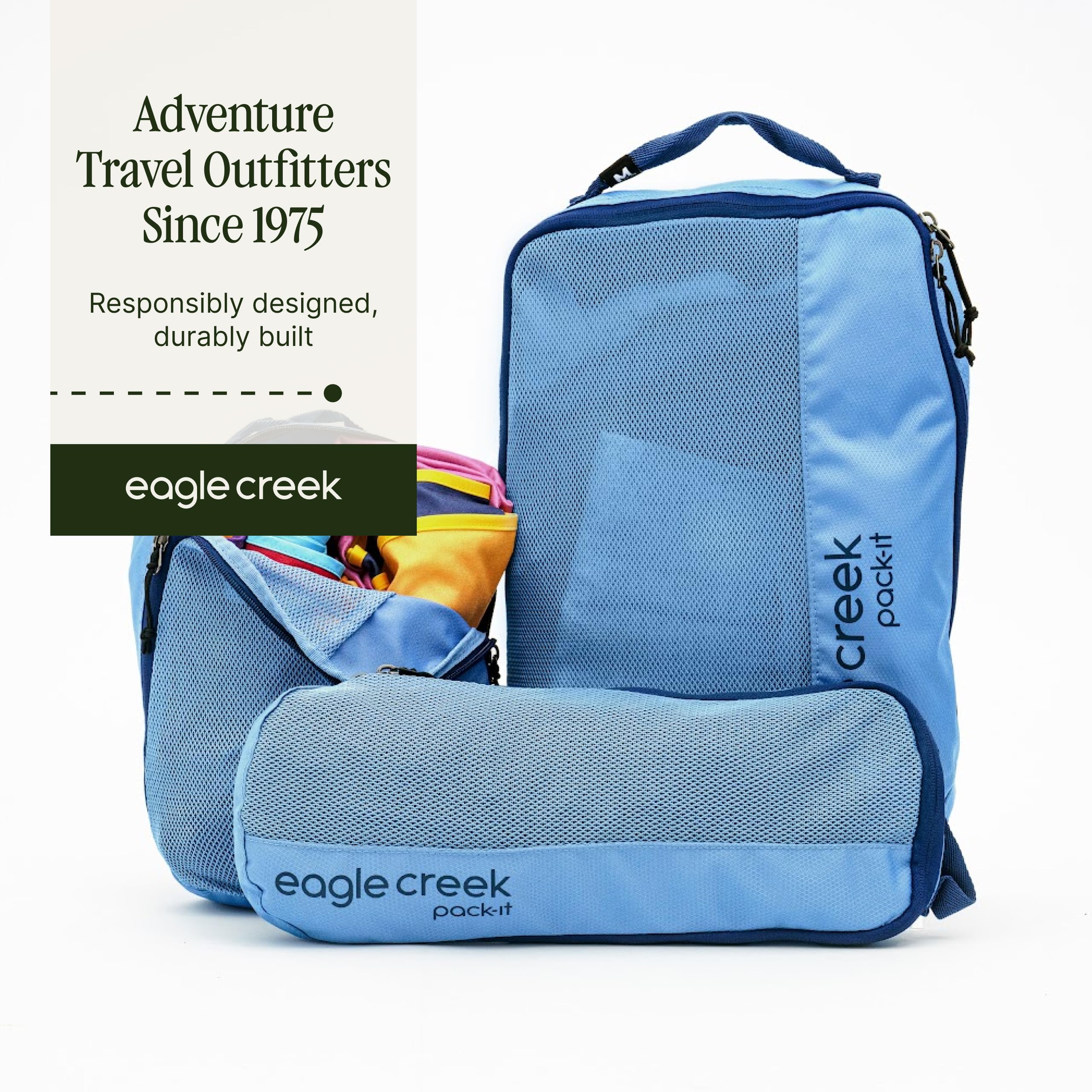 Eagle Creek Pack-It Reveal Quick Trip - Dual-Compartment Toiletry Bag for Travel - Full-Length Zipper Compartments - Recycled Fabric Construction - Water-Resistant & Quick-Drying