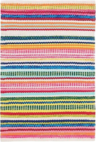 Dash and Albert - Alfombra de área para interiores y exteriores con rayas brillantes, 8 x 10 pies, alfombra decorativa lavable a mano, duradera,