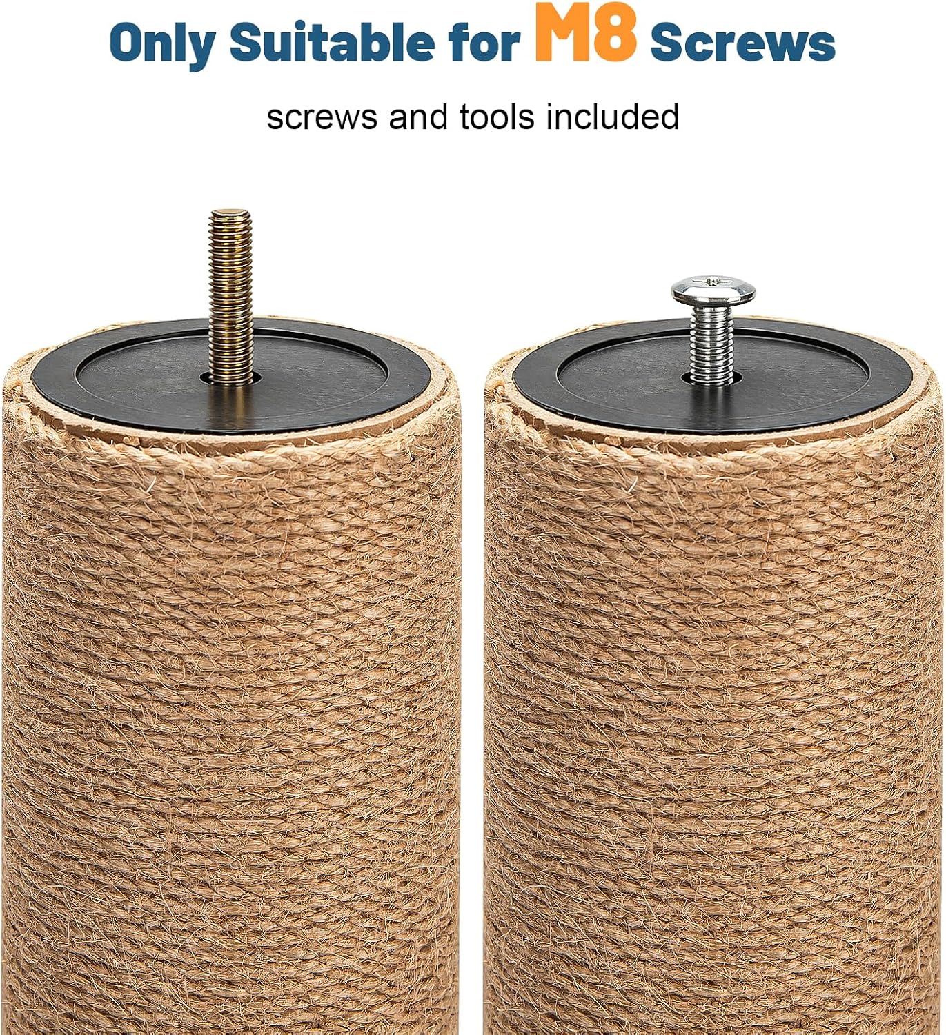 2 Pack Scratching Post Replacement, 3.35 X 13.78 Inch Natural Jute Rope Scratching Post Refill with M8 Screws, Compatible with Multiple Famifit cat Tree and cat Tower Models