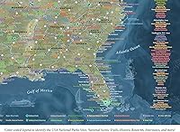 Vista 3 de GEOJANGO National Parks Push Pin Map with Terrain, USA Interstates, All NPS Sites, Landmarks, Highest Peak by State - Voyager Edition - Framed Map