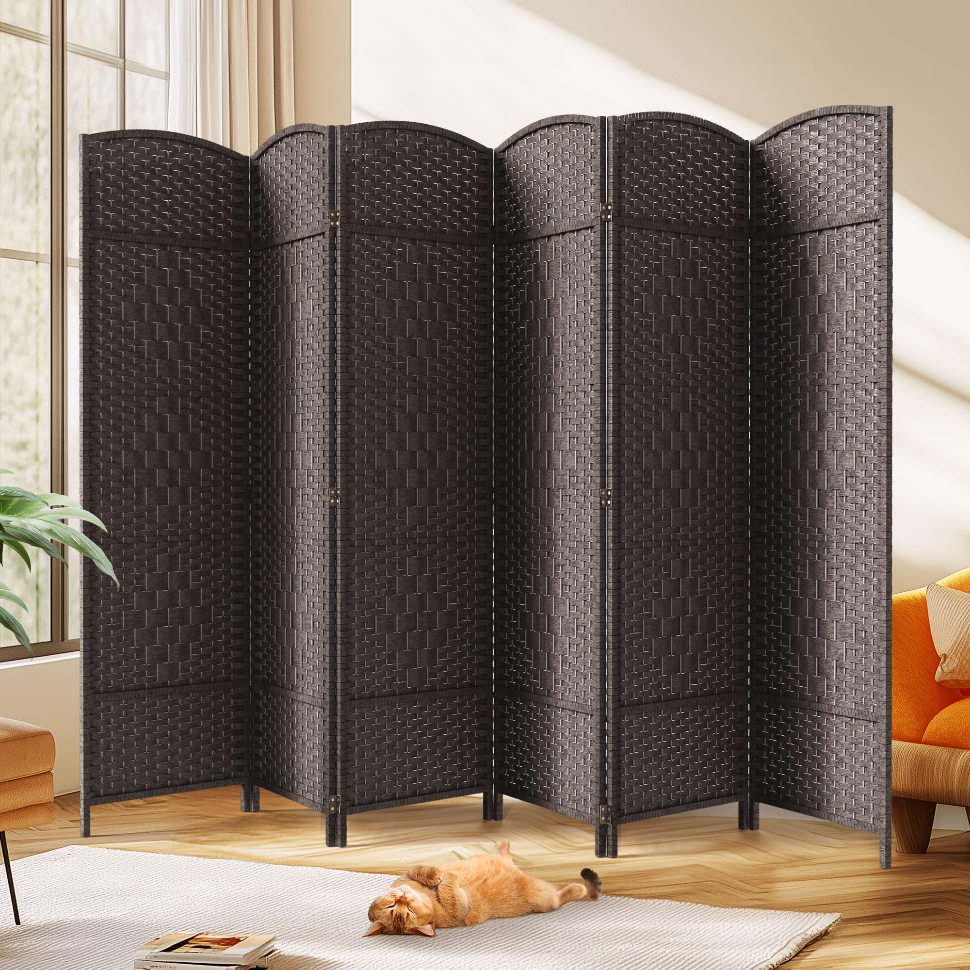 JOSTYLE Room Divider 6ft. Tall Extra Wide Privacy Screen, Folding Privacy Screens with Diamond Double-Weave Room Dividers and Freestanding Room