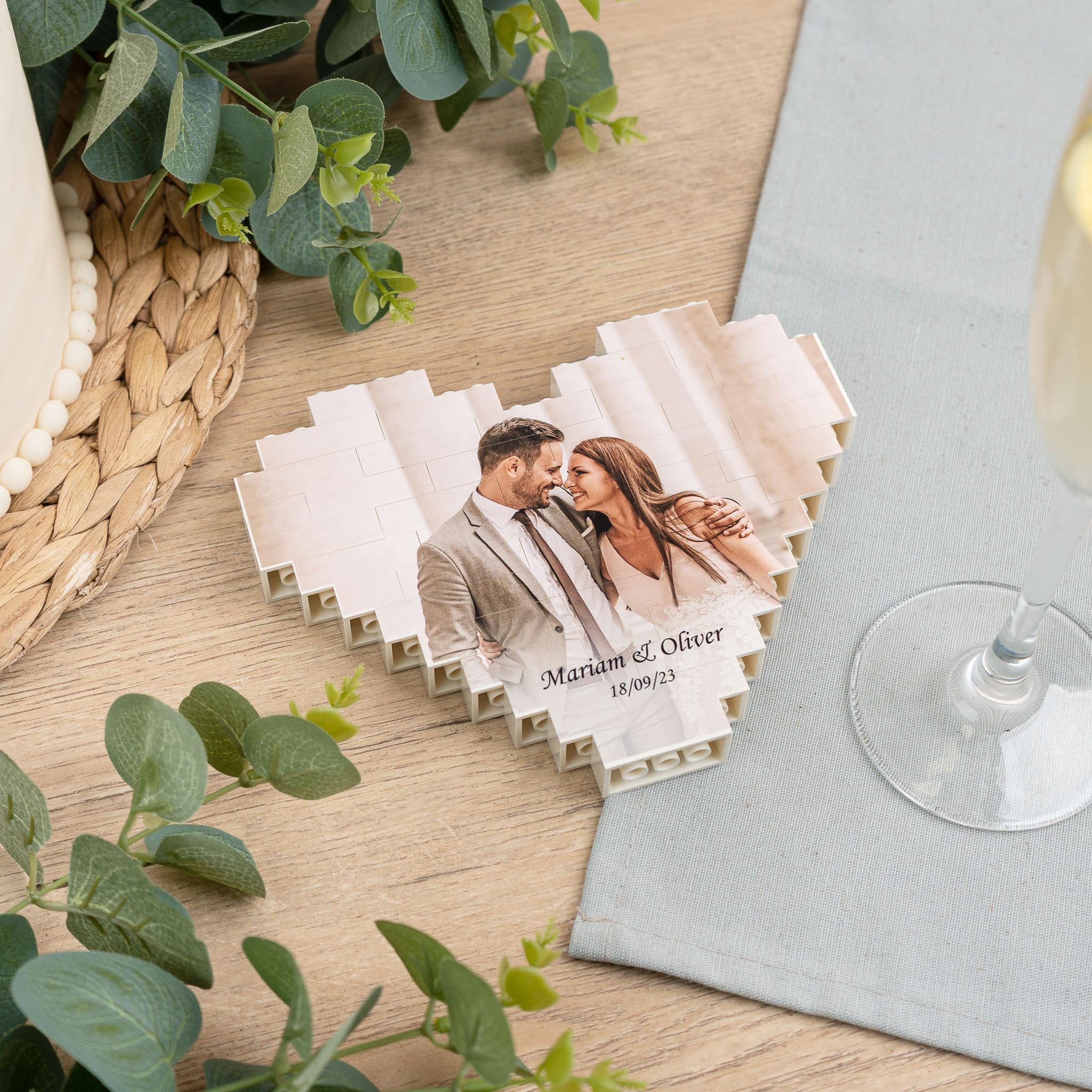 Wanapix | Puzzle Block Cuore Personalizzato | Regalo Originale di San Valentino | 47 Pezzi | 100% Personalizzato