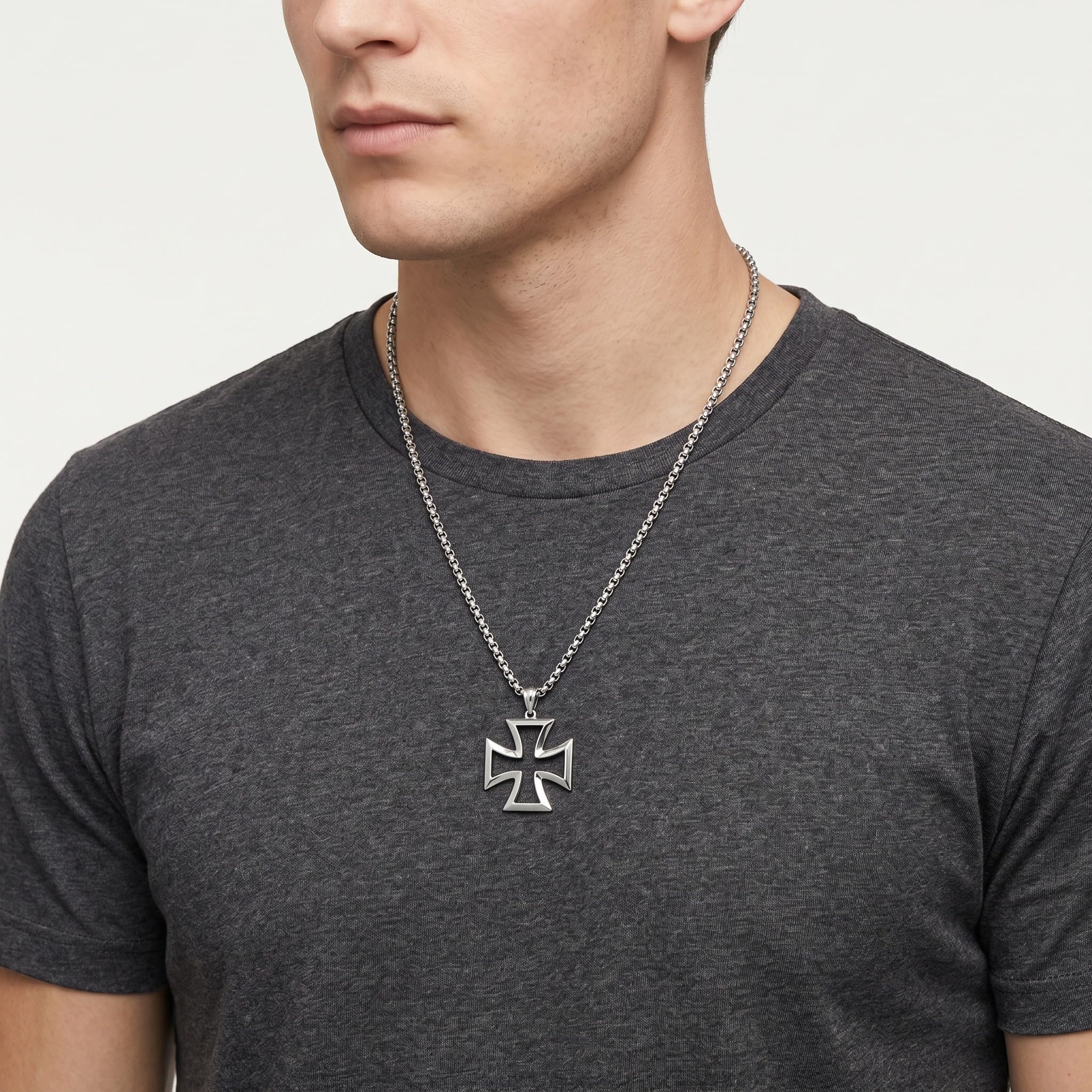 Eisernem Kreuz Halskette 925 Sterling Silber Eisernem Kreuz Anhänger Christlicher Schmuck für Herren