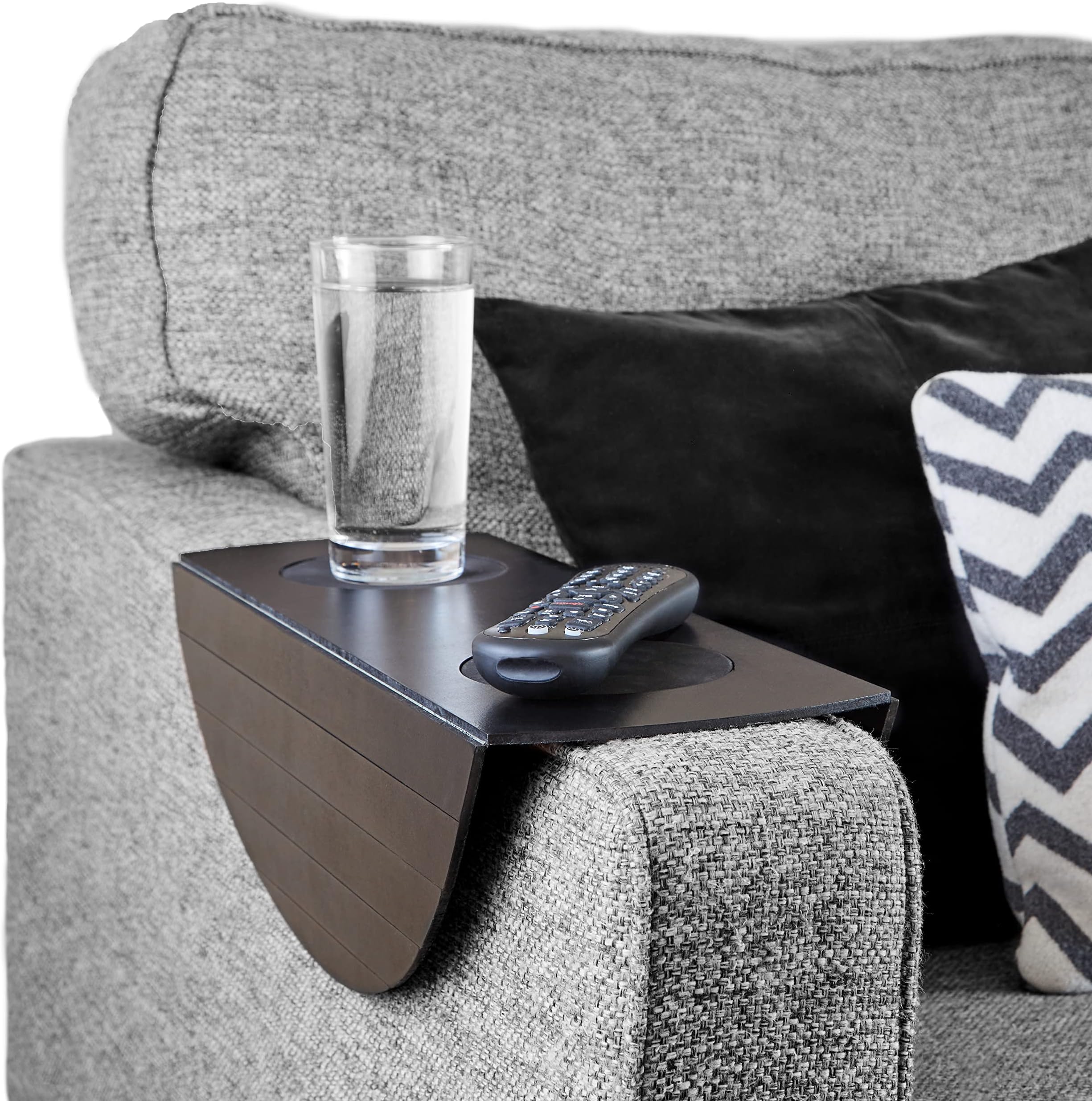 Extra Large Sofa Arm Tray by NordEagle - Black Couch Tray with Cup Holders - Couch Arm Table and Couch Cup Holder for Couch - Table Arm Rest - Couch Caddy for Drink - Armchair Caddy - Sofa Arm Table