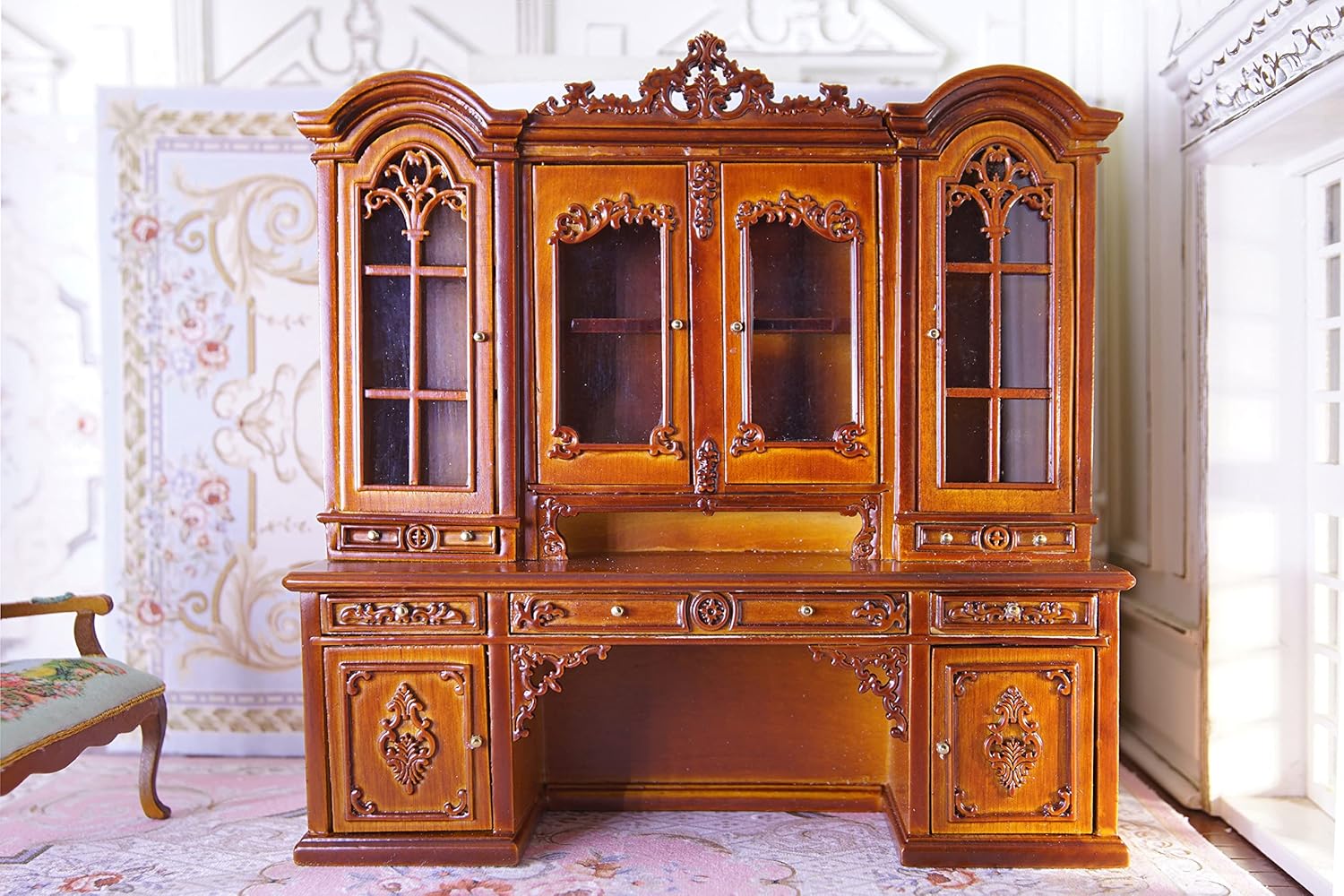 1:12 Scale Luxury French Style Miniature Dollhouse Bookcase Book Cabinet
