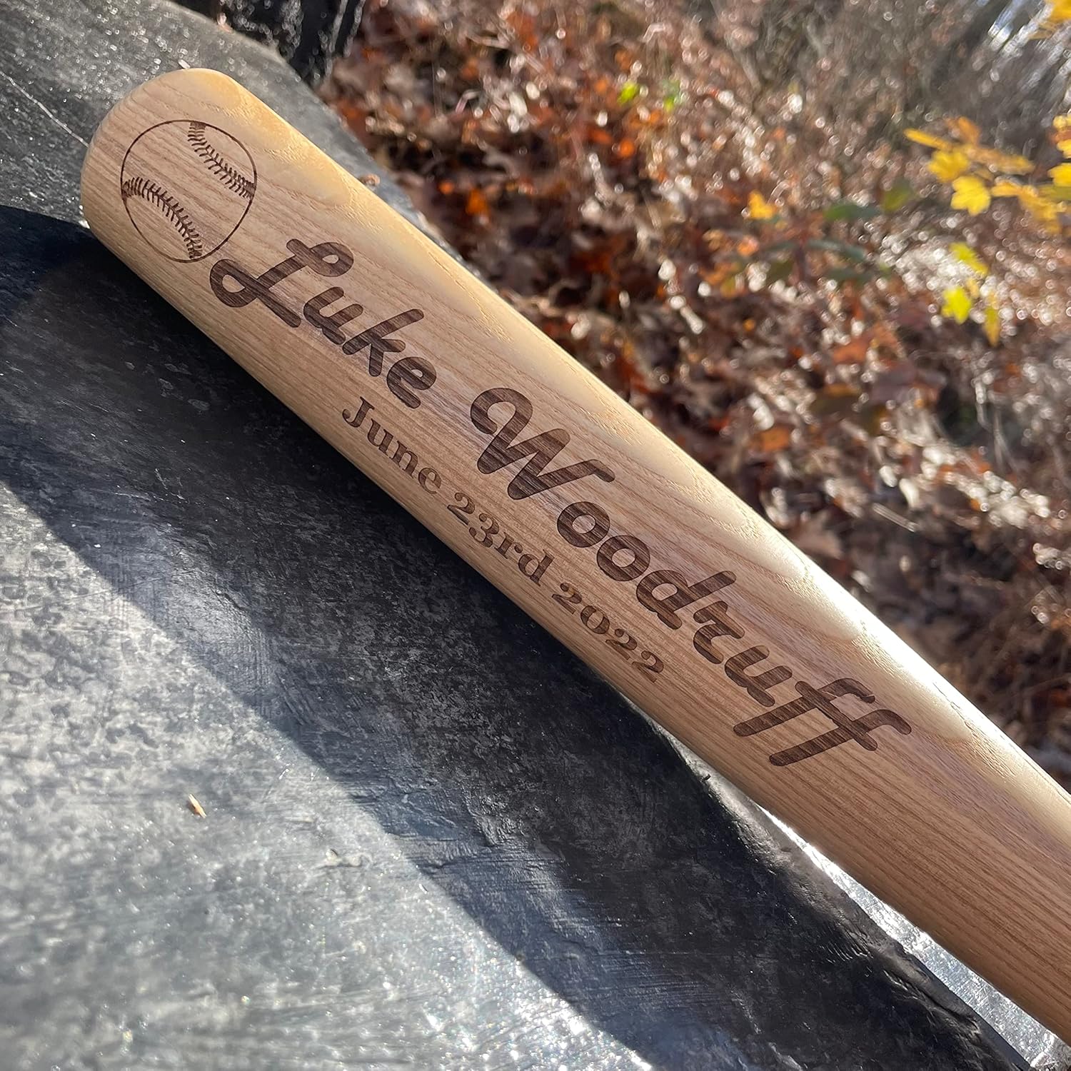 Personalized Engraved Full Size Wooden Baseball Bat SINGLE Sided