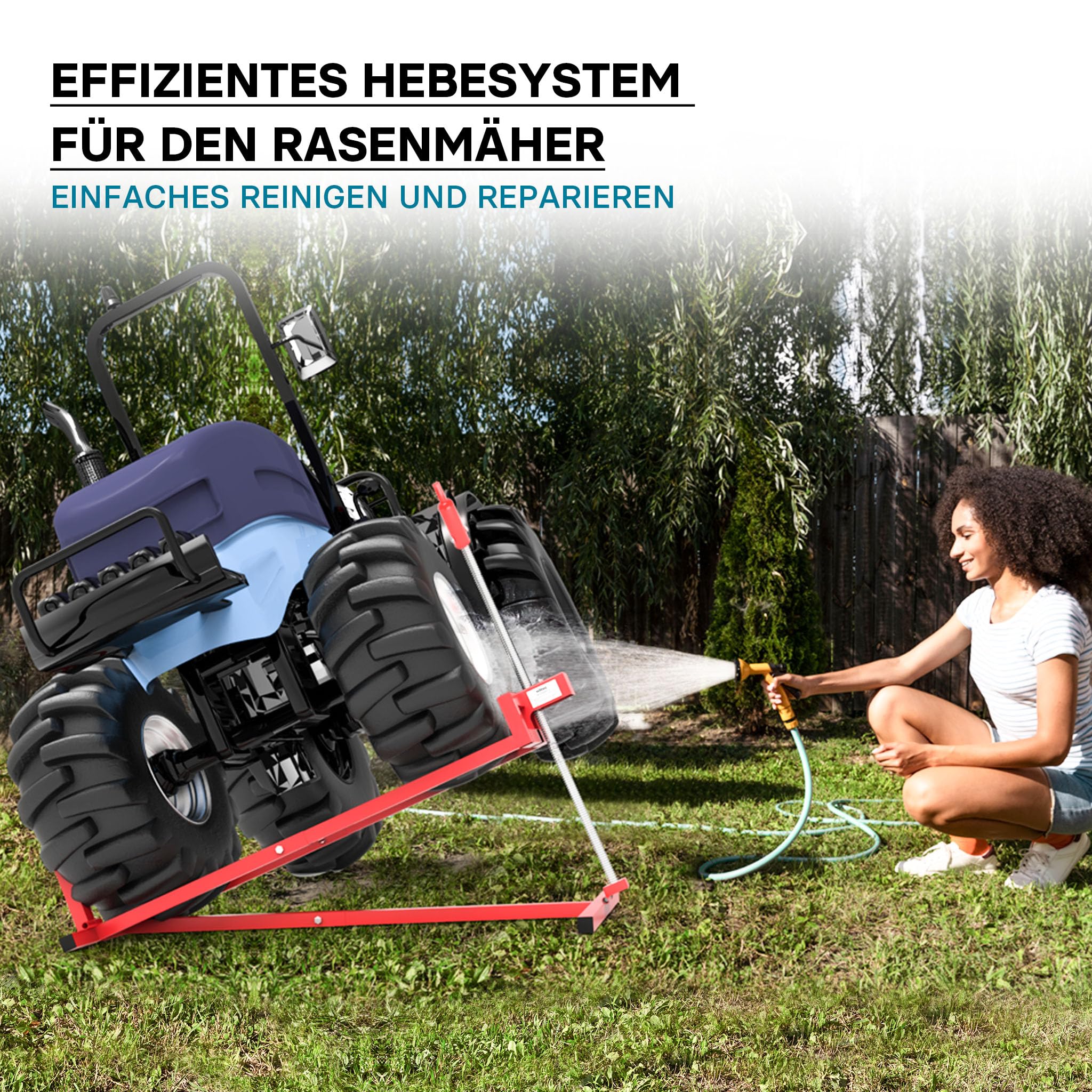 Hebevorrichtung Aufsitzmäher bis 400 kg inkl. Adapter für Rasentraktor bis 35° Neigung