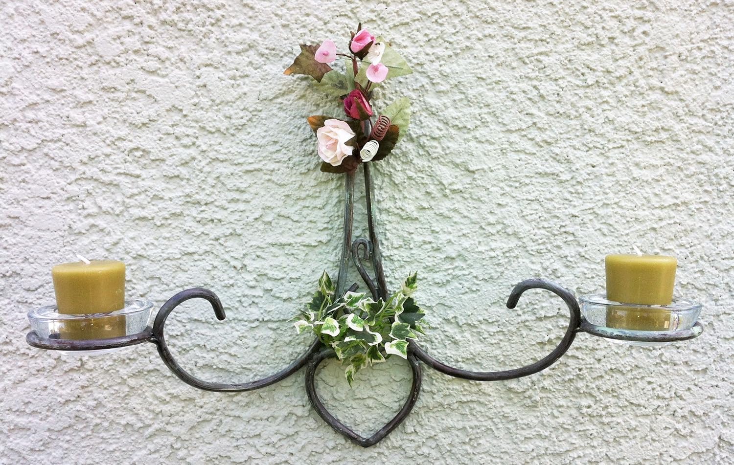 Metal Heart Wall Art Hanging Candle Votive Holder Tea Light