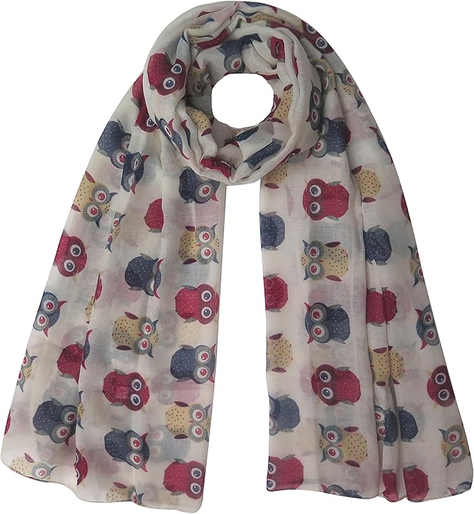 Lina & Lily Uil Print Dames Grote Sjaal Lichtgewicht Lina & Lily Uil Print Dames Grote Sjaal Lichtgewicht