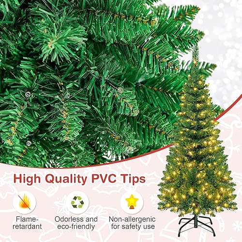 Miniatura 3 de Goplus - Árbol de Navidad con luces LED, con bisagras y soporte de metal sólido, fácil de ensamblar, ideal para el hogar y la oficina