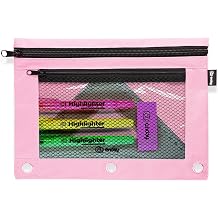 Enday Pink Pencil Pouch For 3 Ring Binder, Zippered Binder Pencil Pouches, 3 Ring Pencil Pouch for Binder, Pencil Case for Binder, Large Pencil Bags for School, Home, and Office