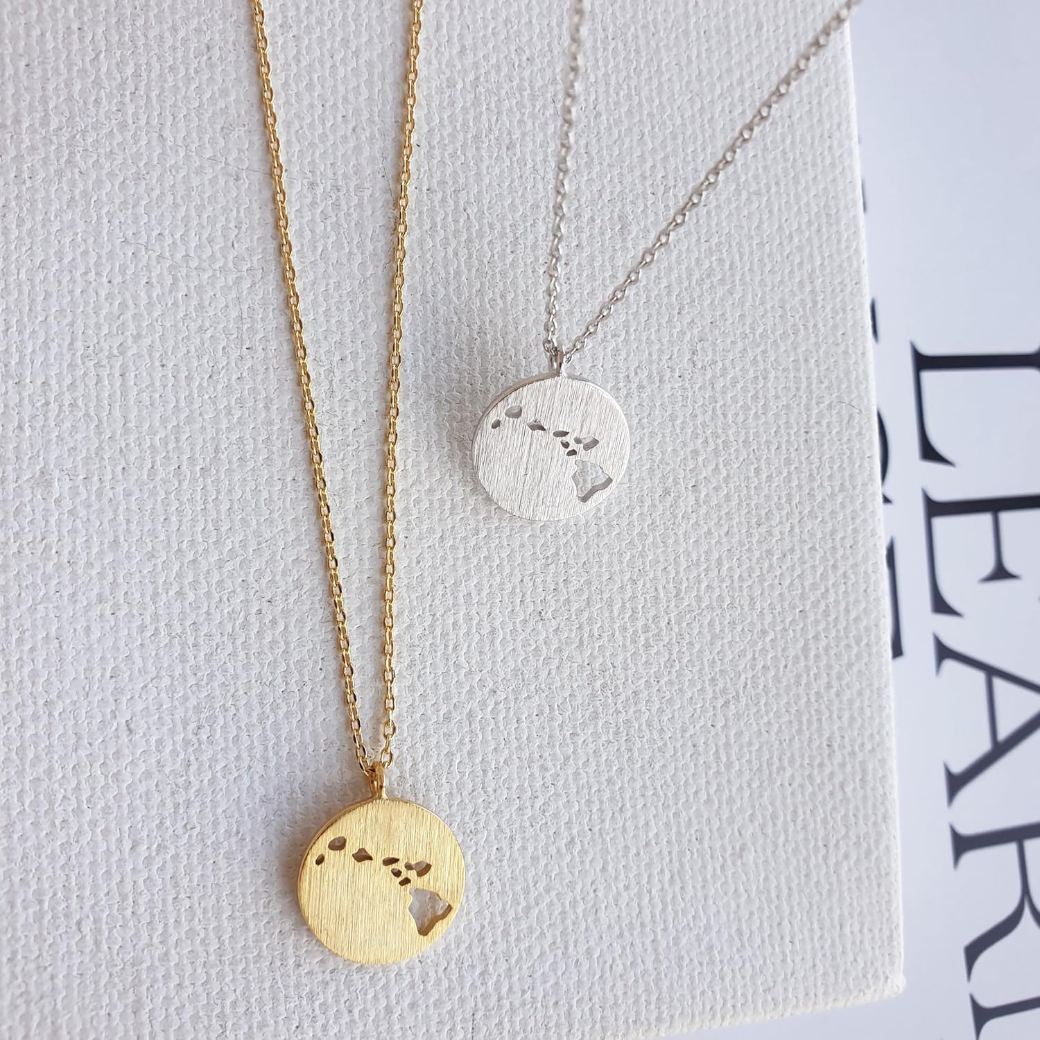 Hawaii Aloha Pendant Necklace 18K Gold Dipped Hawaii Island Necklace for Women