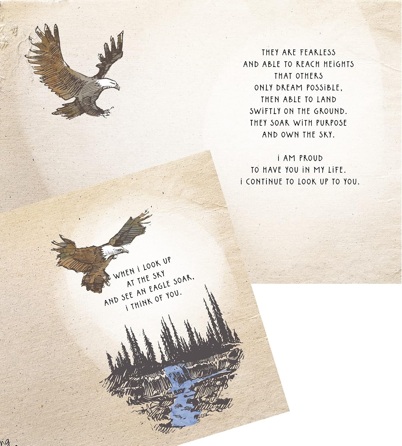 Smiling Wisdom - I Look Up to You Greeting Card and Keepsake Gift Set - Stainless Steel Feathers, Leather Rope - Dad Brother Friend Mentor - Eagle Feathers - Father Gift