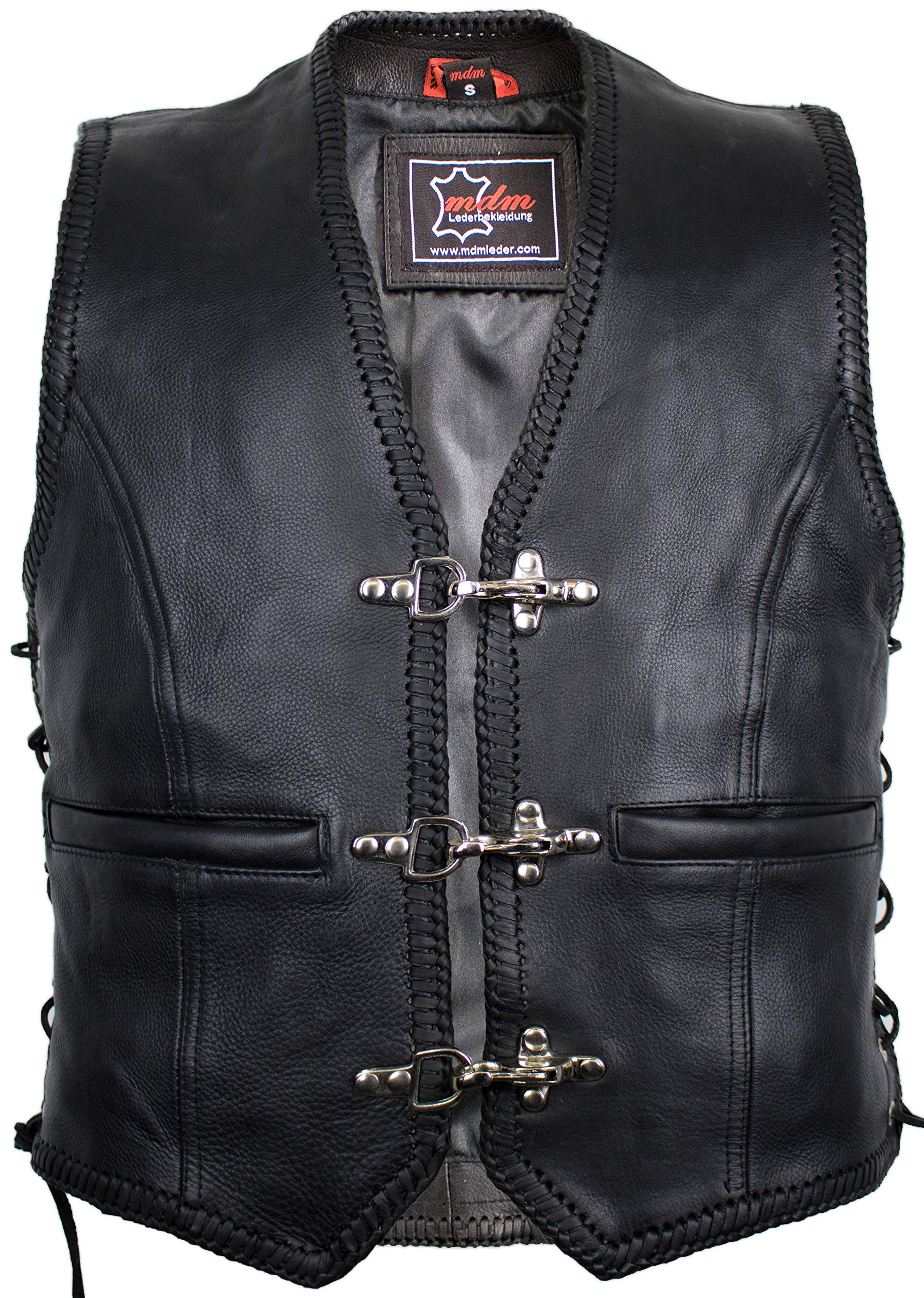 MDM Herren Lederweste, Bikerweste, Lederkutte, Rindleder, Clubweste,