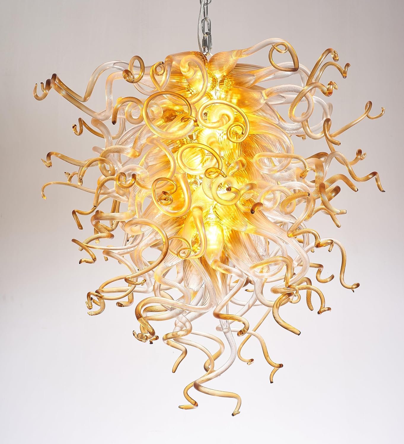 Modern Hand Blown Glass Chandelier Glass Metal Ball Living Room Art Decor Ceiling Light Hanging Light Fixture for Dining Room Kitchen Bathroom 26" D x 26" H