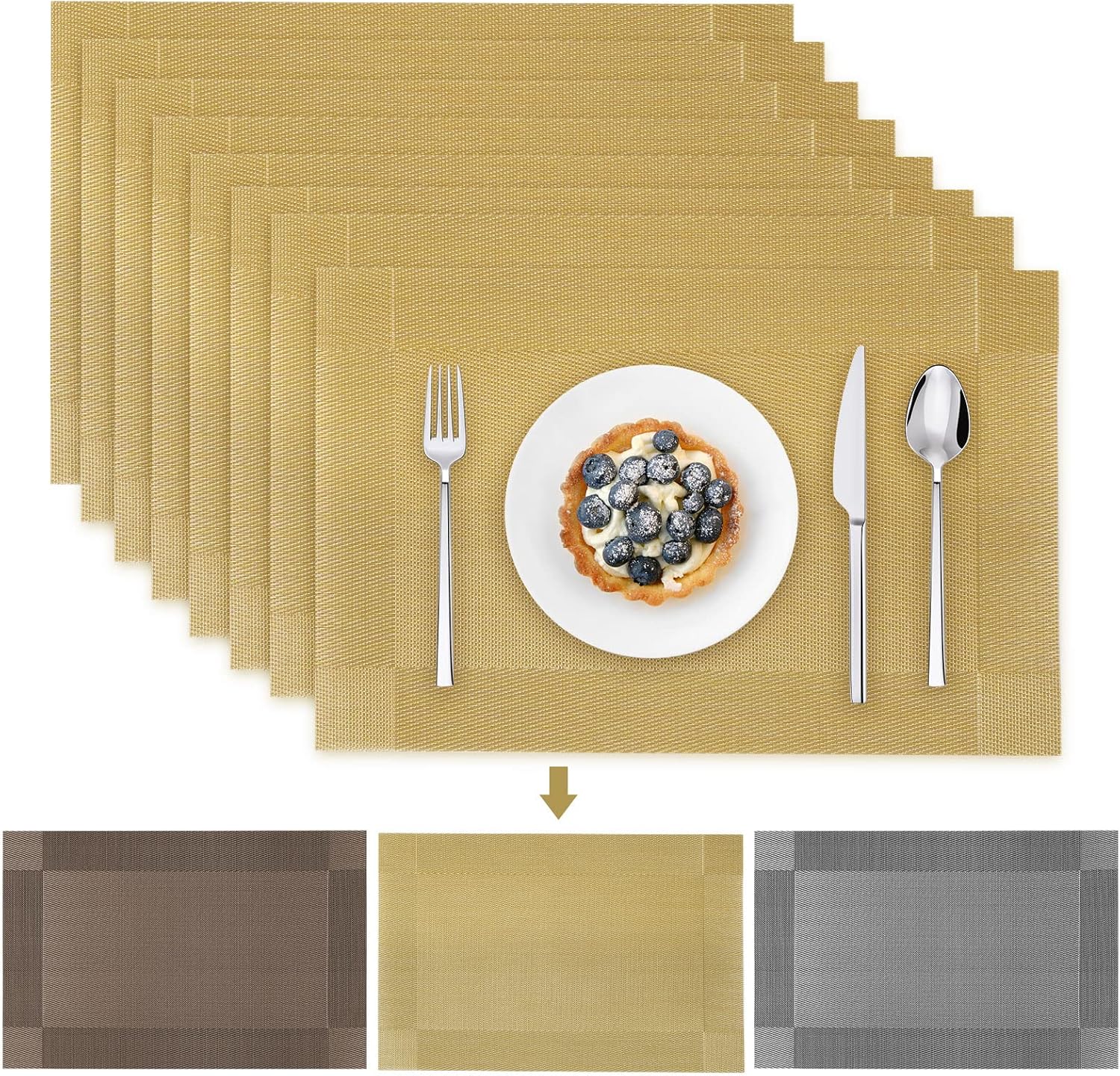 YeaBerr Place Mats,Set of 8 Washable NonSlip Heatproof