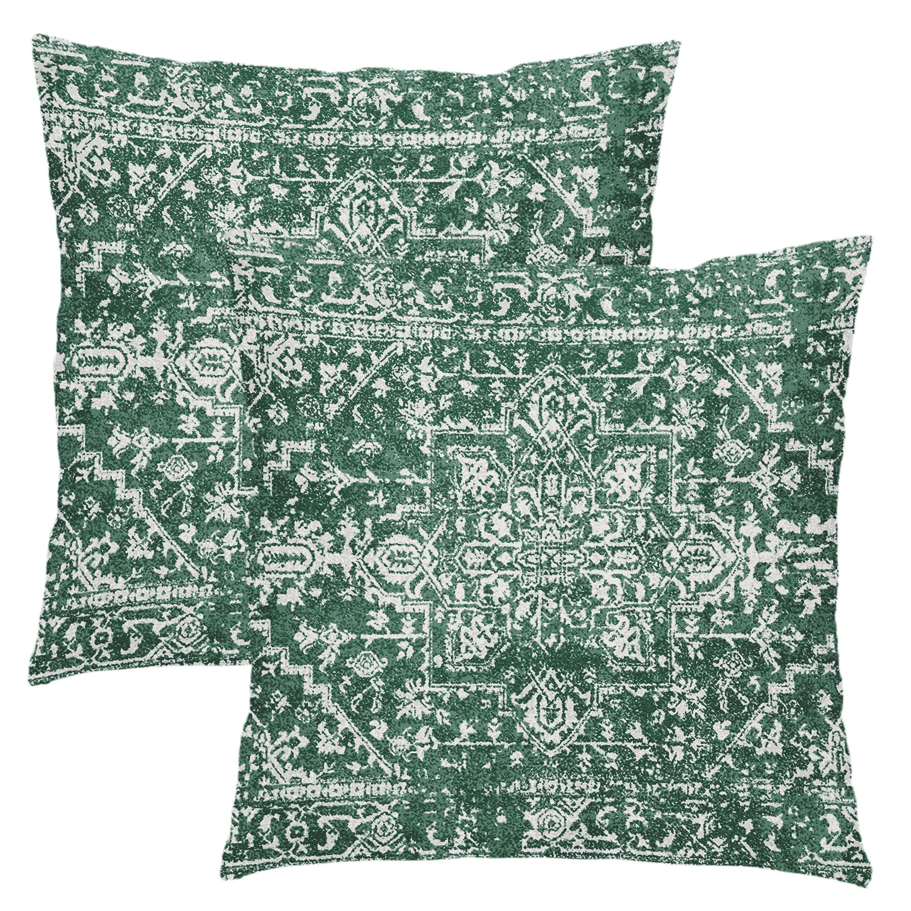 Kawani Green Boho Throw Pillow Covers 20x20 Inch Bohemian Carpet Ethnic Decorative Square Pillow Cases Bohemian Carpet Ethnic Cushion Covers Farmhouse Home Decor for Sofa Couch Outdoor Set of 2