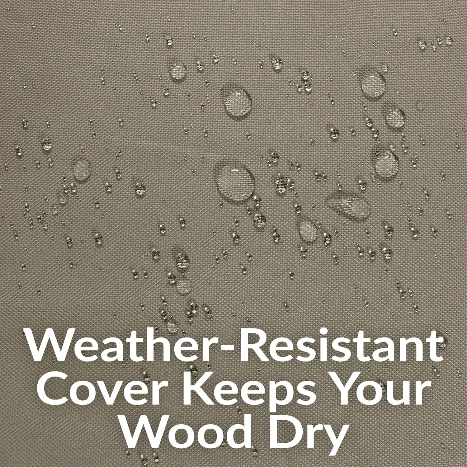 Sunnydaze Outdoor Firewood Log Rack Hoop and Cover Set - Powder-Coated Steel Round Firewood Rack and PVC Cover - Khaki - 40-Inch