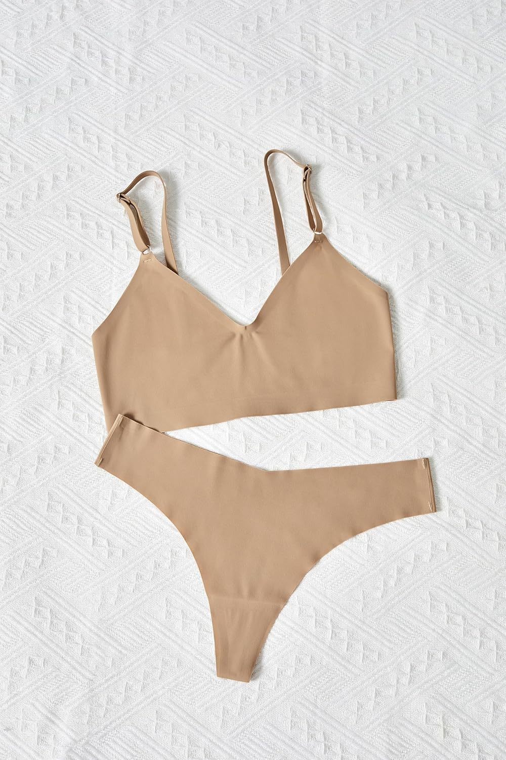 Scacto Women's 3 Pack Seamless No Show Bralette and Panty Set Matching Lingerie Set